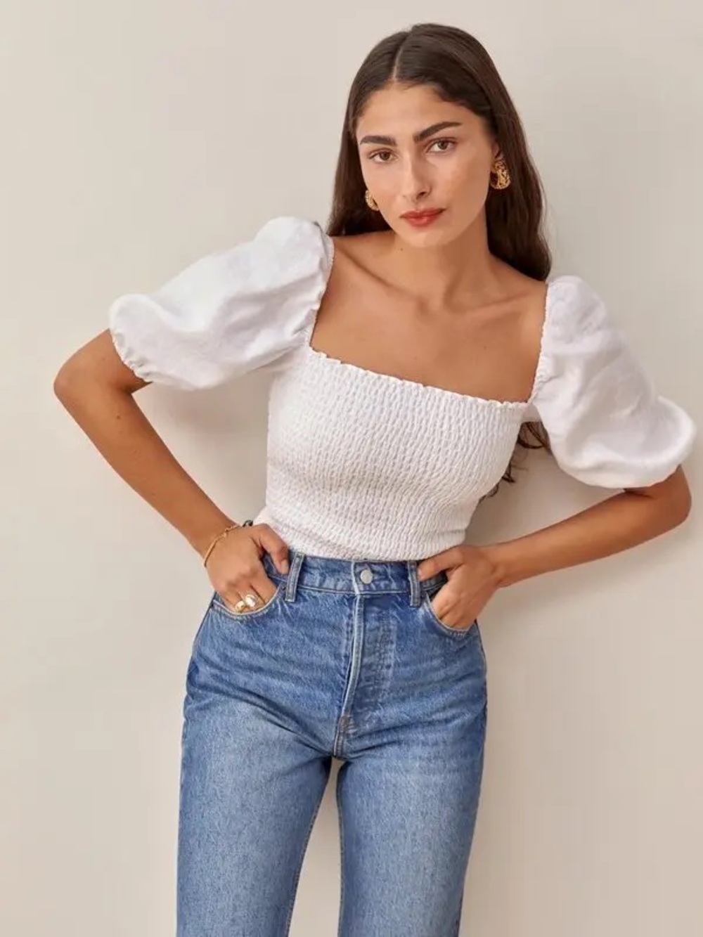 Reformation Mulberry Linen Top